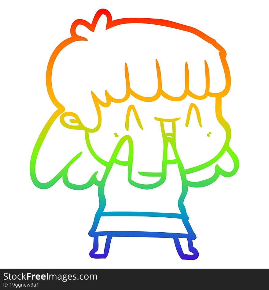 rainbow gradient line drawing of a cartoon woman