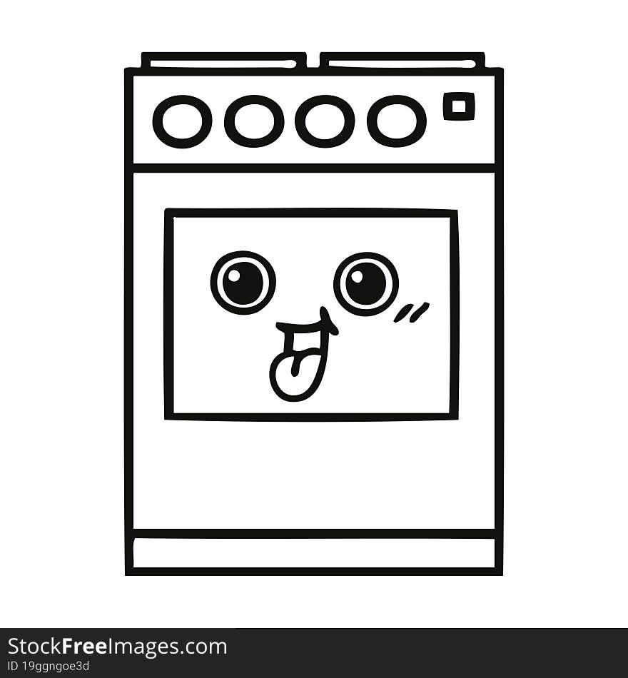 line drawing cartoon kitchen oven