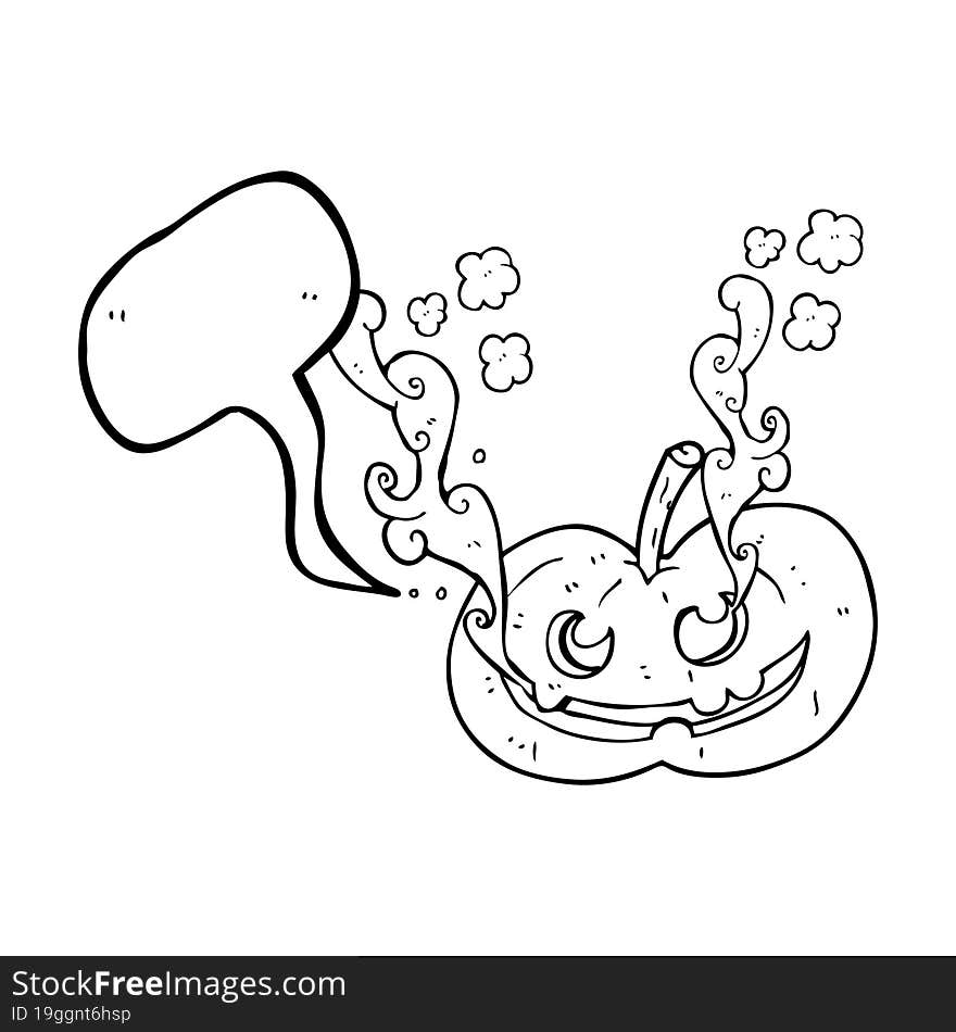 freehand drawn speech bubble cartoon halloween pumpkin