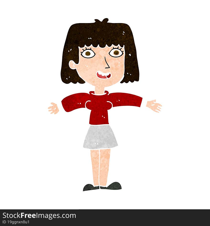 cartoon excited woman