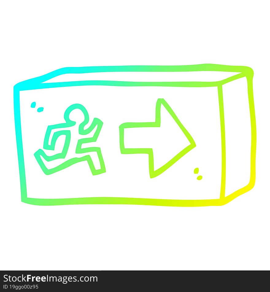 cold gradient line drawing cartoon exit sign