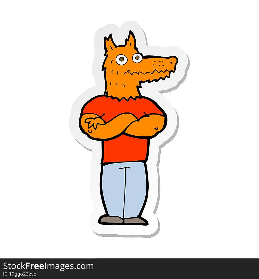 sticker of a cartoon fox man