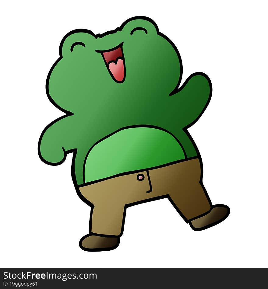 funny cartoon doodle frog