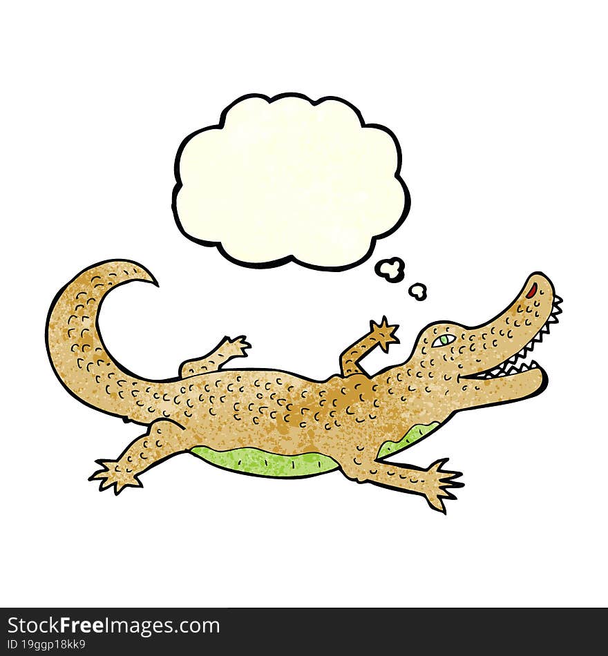 cartoon crocodile with thought bubble