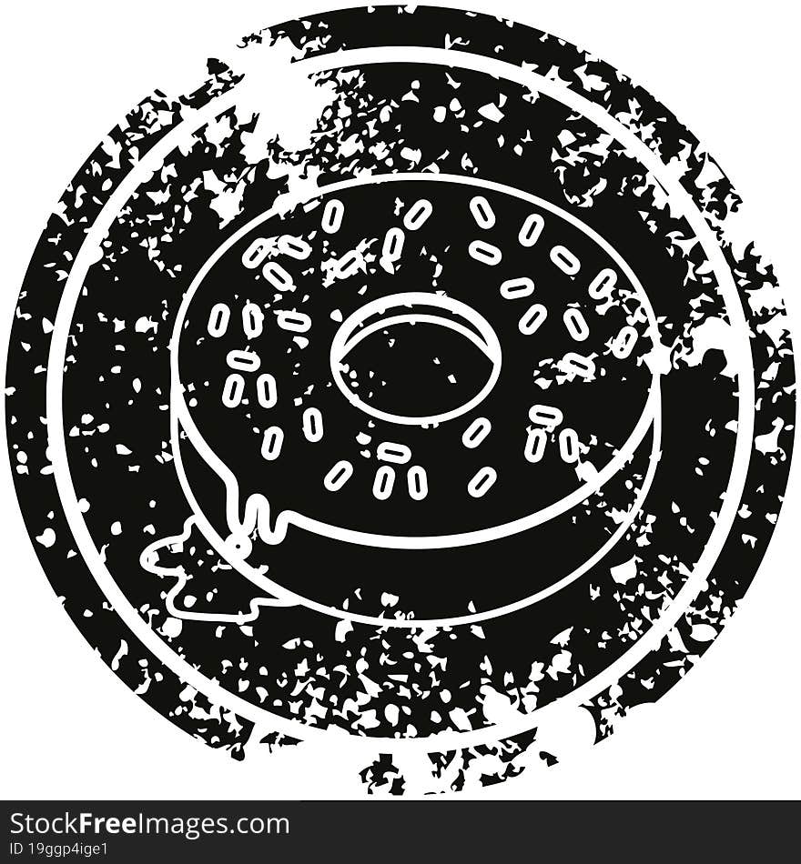 Tasty donut circular distressed symbol