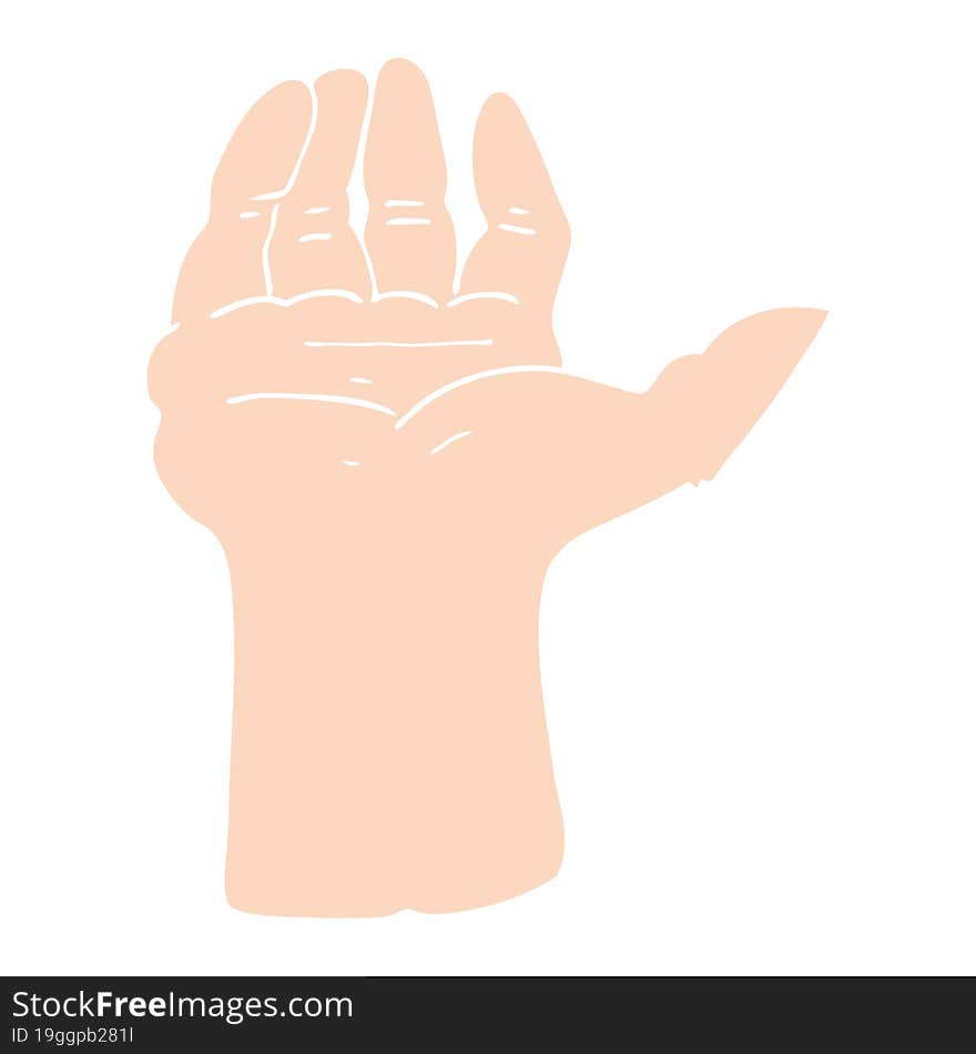 flat color illustration of open hand. flat color illustration of open hand