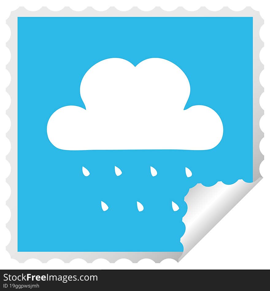 square peeling sticker cartoon rain cloud