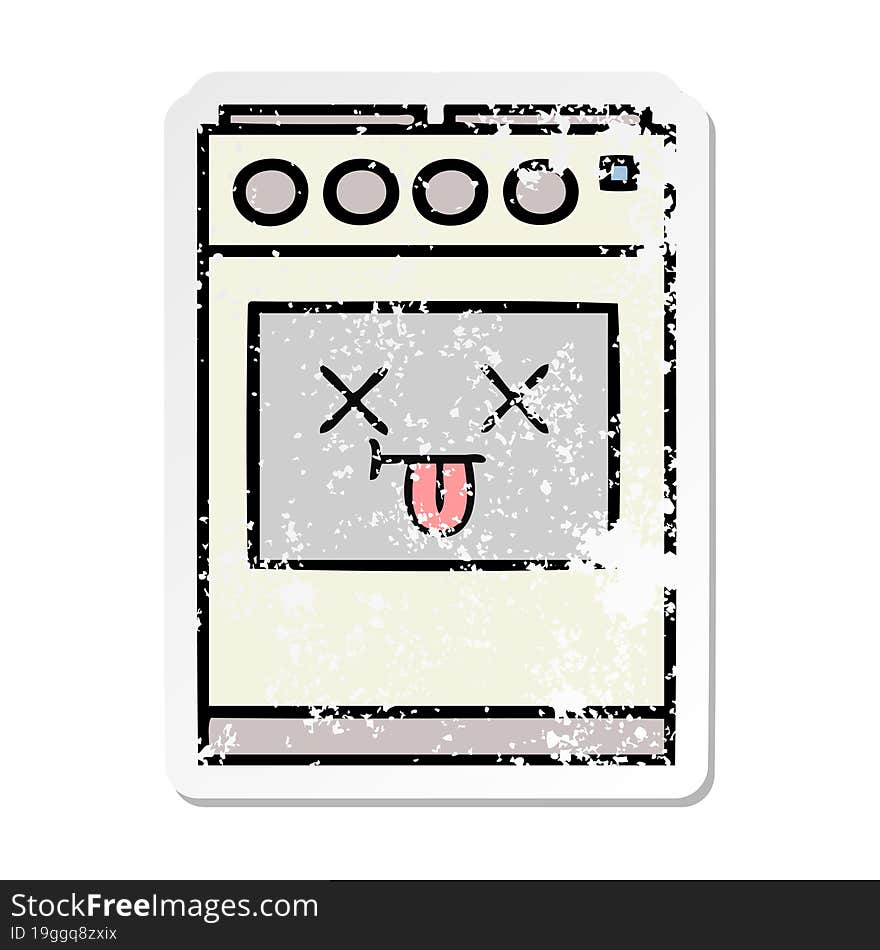 distressed sticker of a cute cartoon kitchen oven