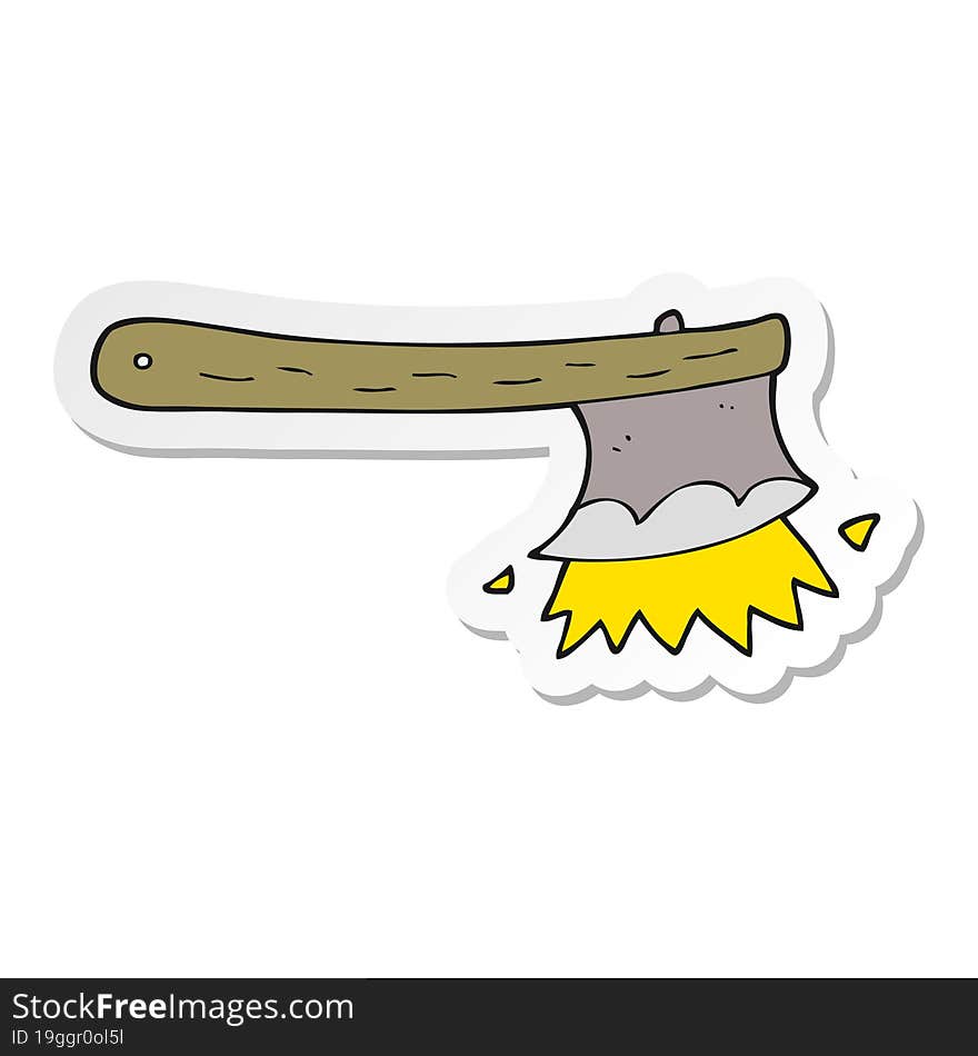 sticker of a cartoon striking axe