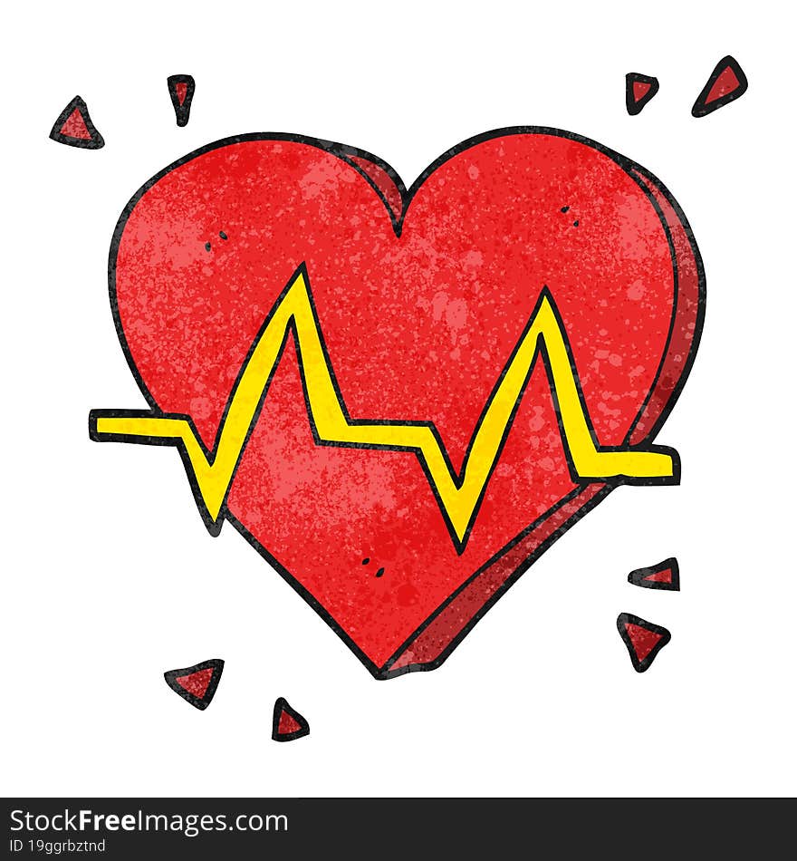 freehand textured cartoon heart rate