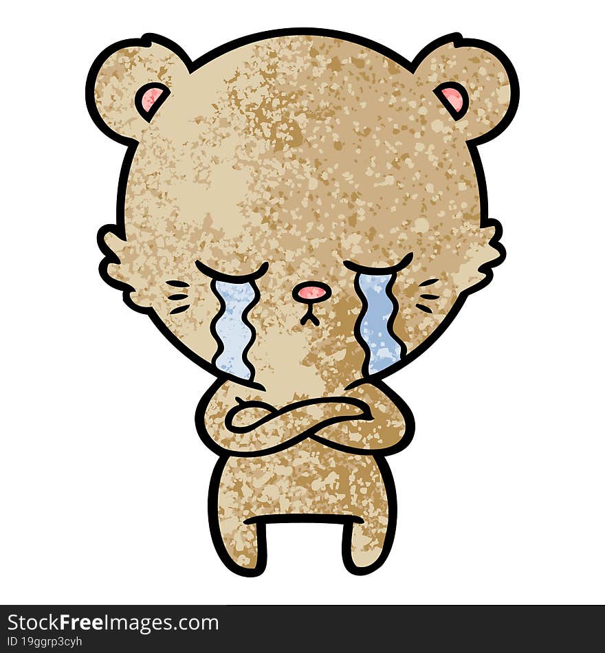 crying cartoon bear with folded arms. crying cartoon bear with folded arms