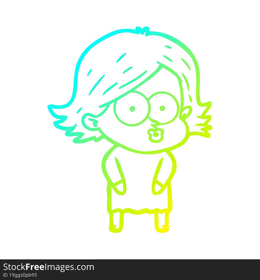 cold gradient line drawing cartoon girl pouting