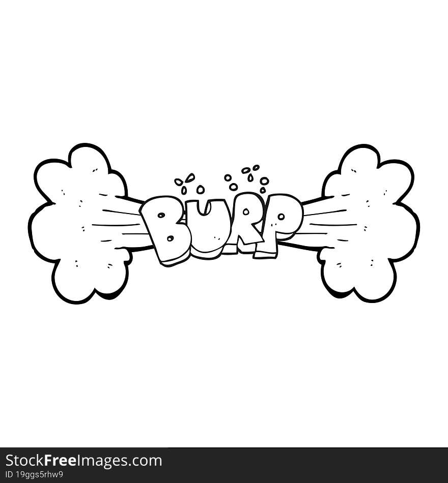 freehand drawn black and white cartoon burp symbol