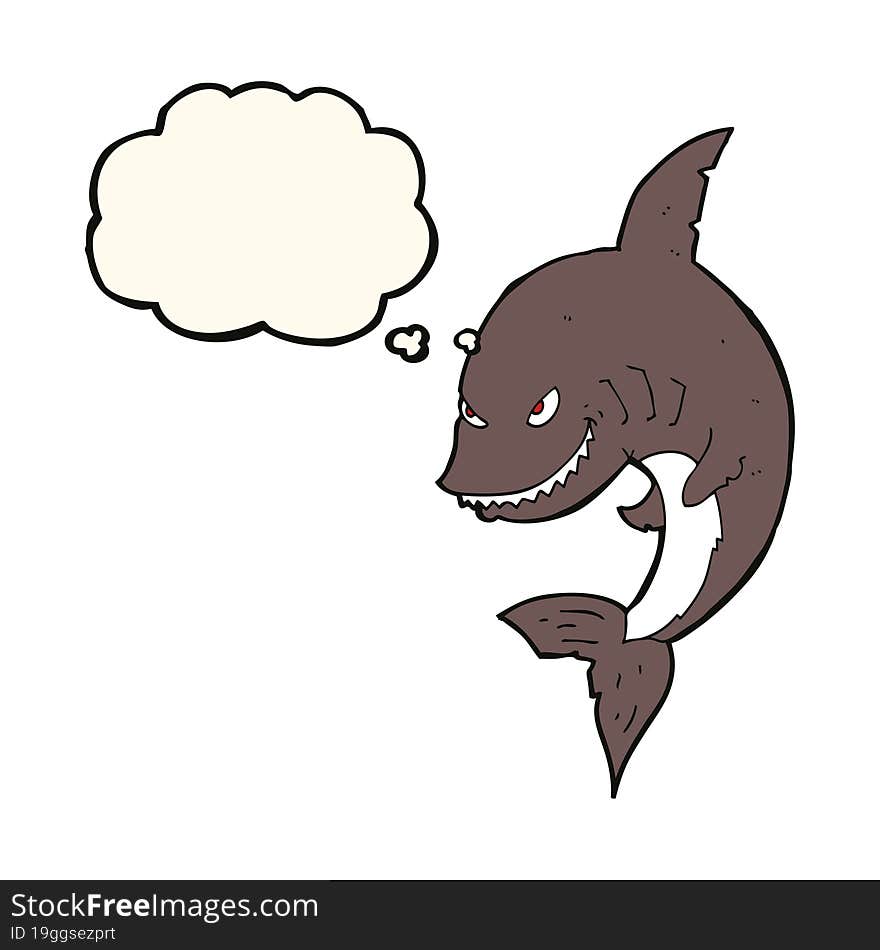 funny cartoon shark with thought bubble