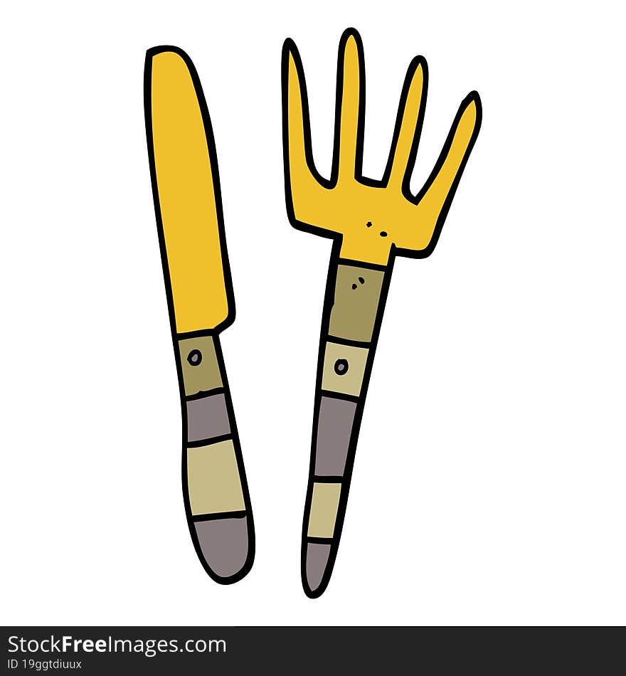 Cartoon Doodle Knife And Fork