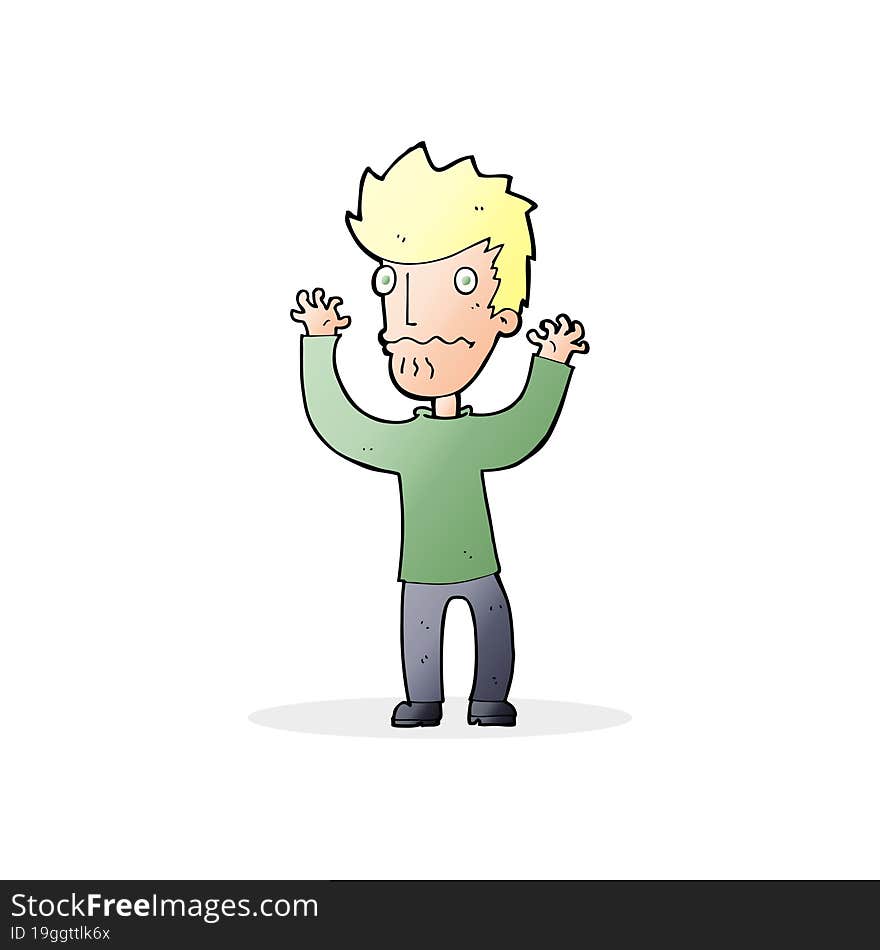 cartoon frightened man