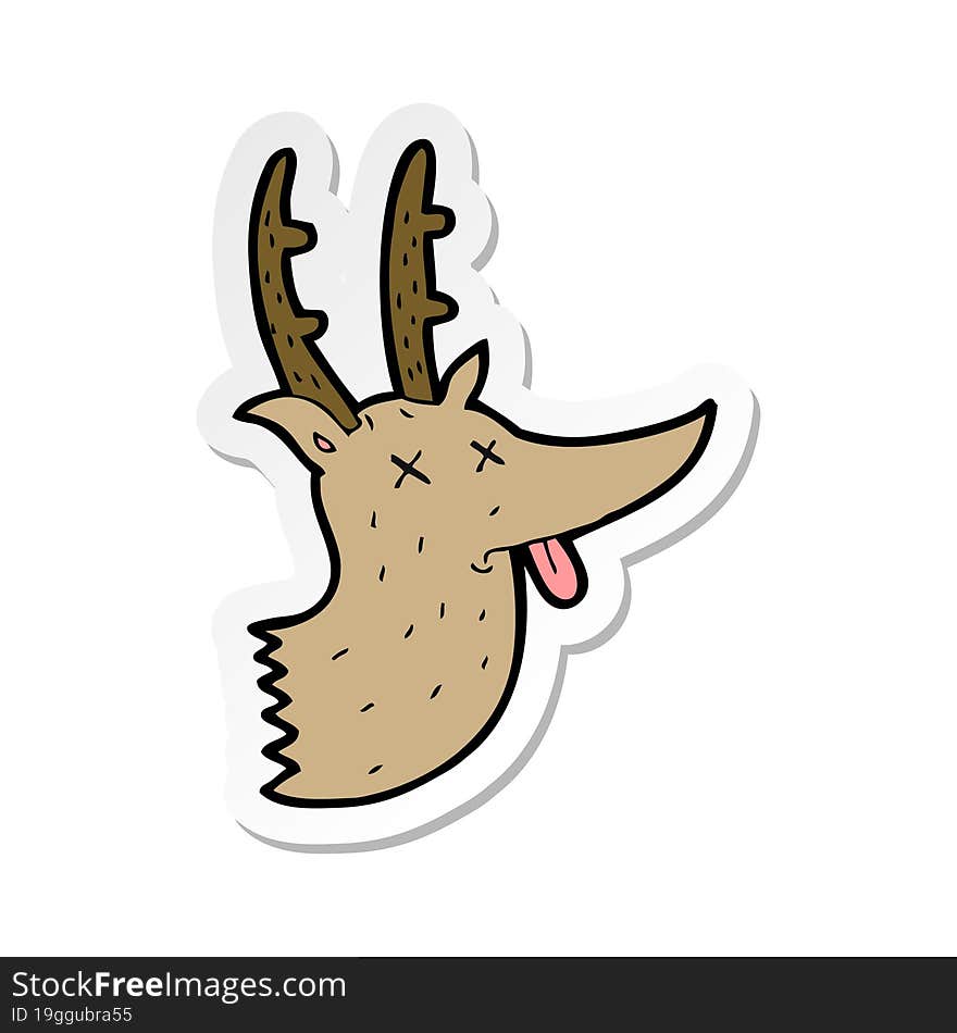sticker of a cartoon deer head