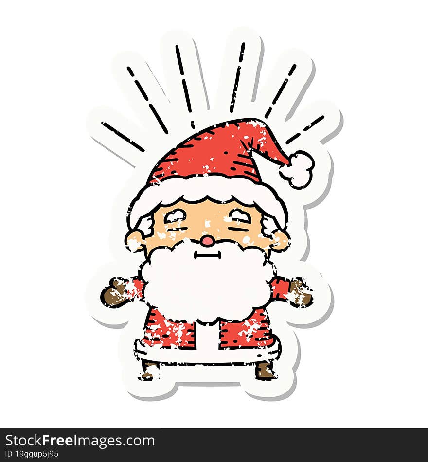 grunge sticker of tattoo style santa claus christmas character