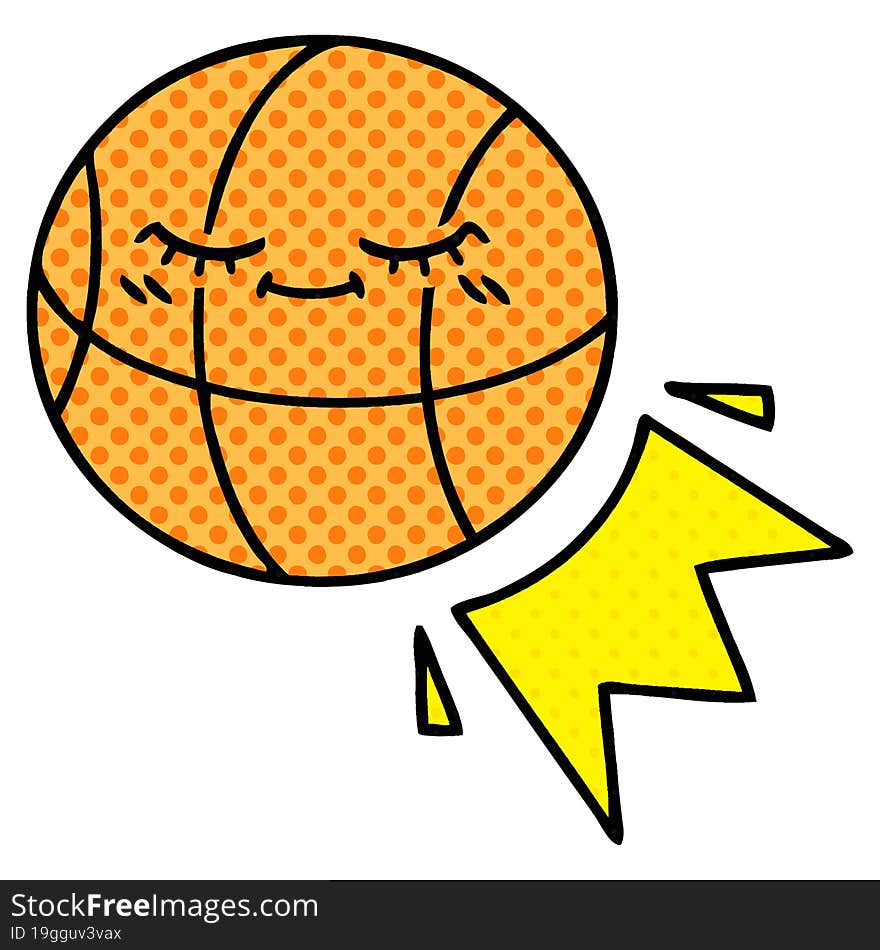 comic book style cartoon of a basketball