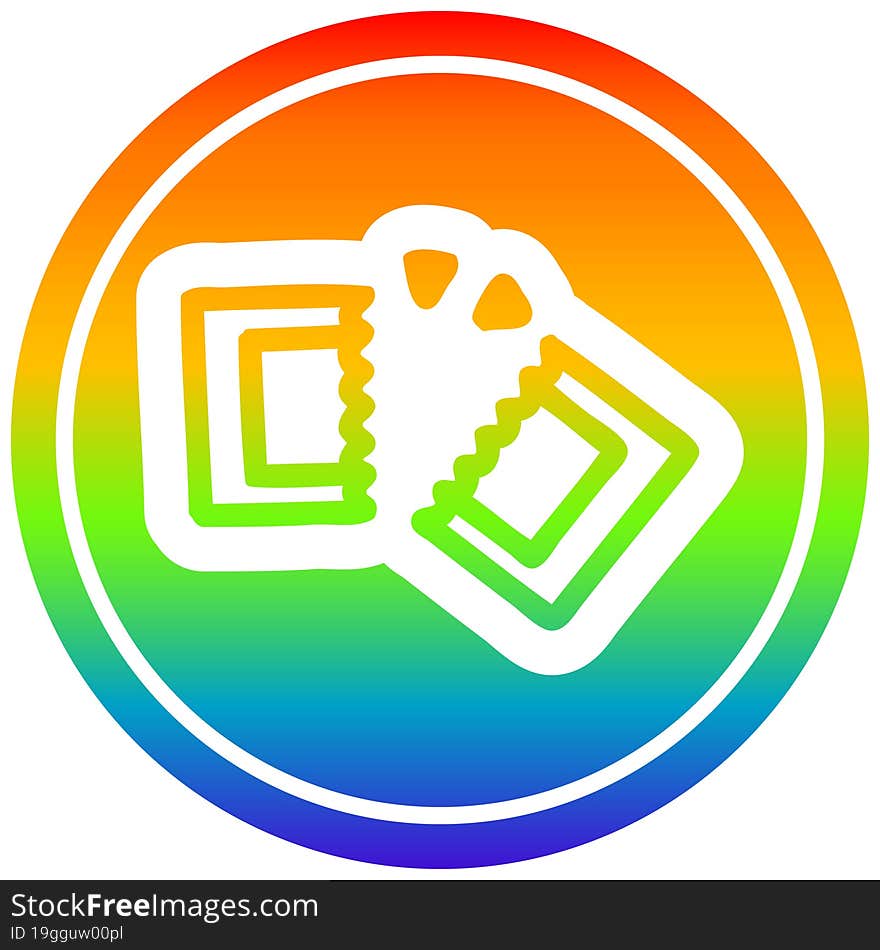 movie ticket circular icon with rainbow gradient finish. movie ticket circular icon with rainbow gradient finish