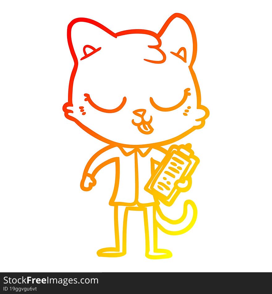 Warm Gradient Line Drawing Cartoon Cat