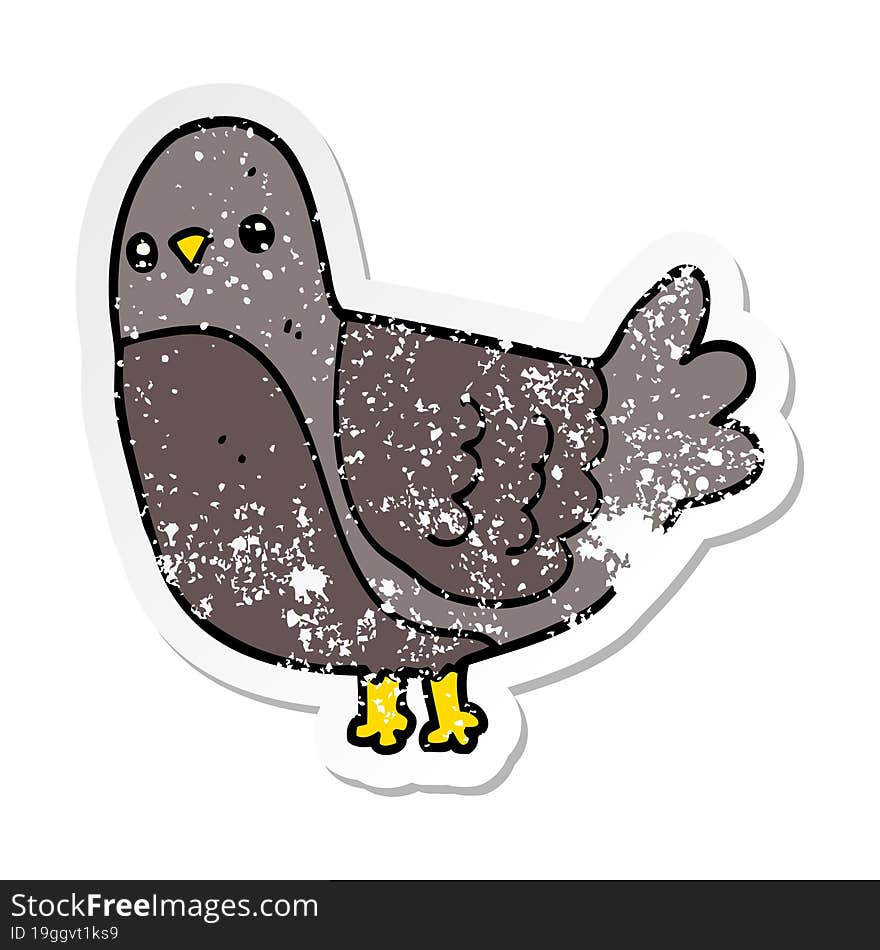 distressed sticker of a cartoon bird