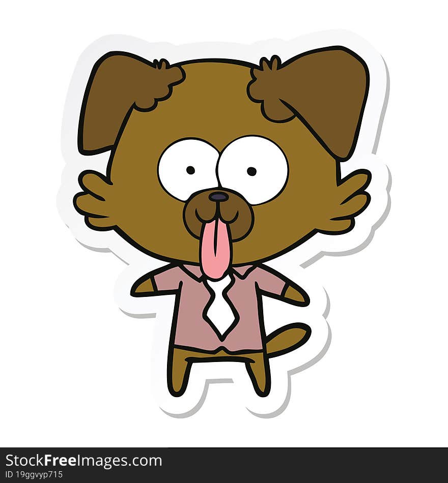 Sticker Of A Cartoon Dog With Tongue Sticking Out