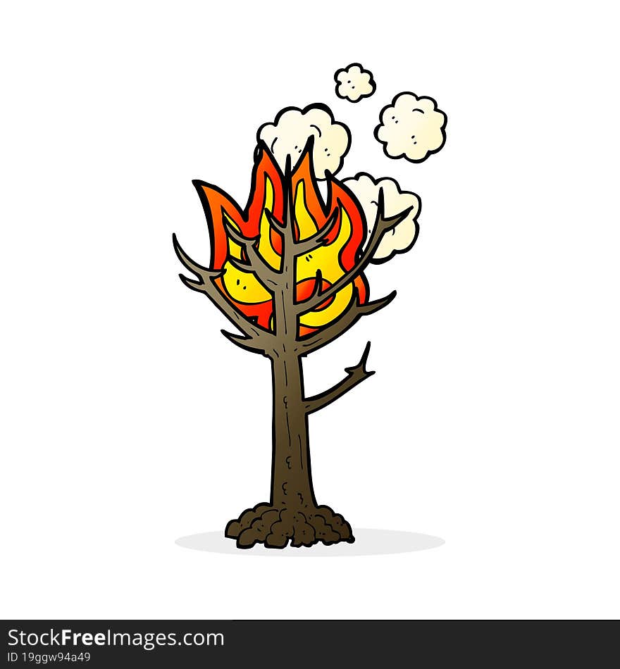 cartoon burning tree