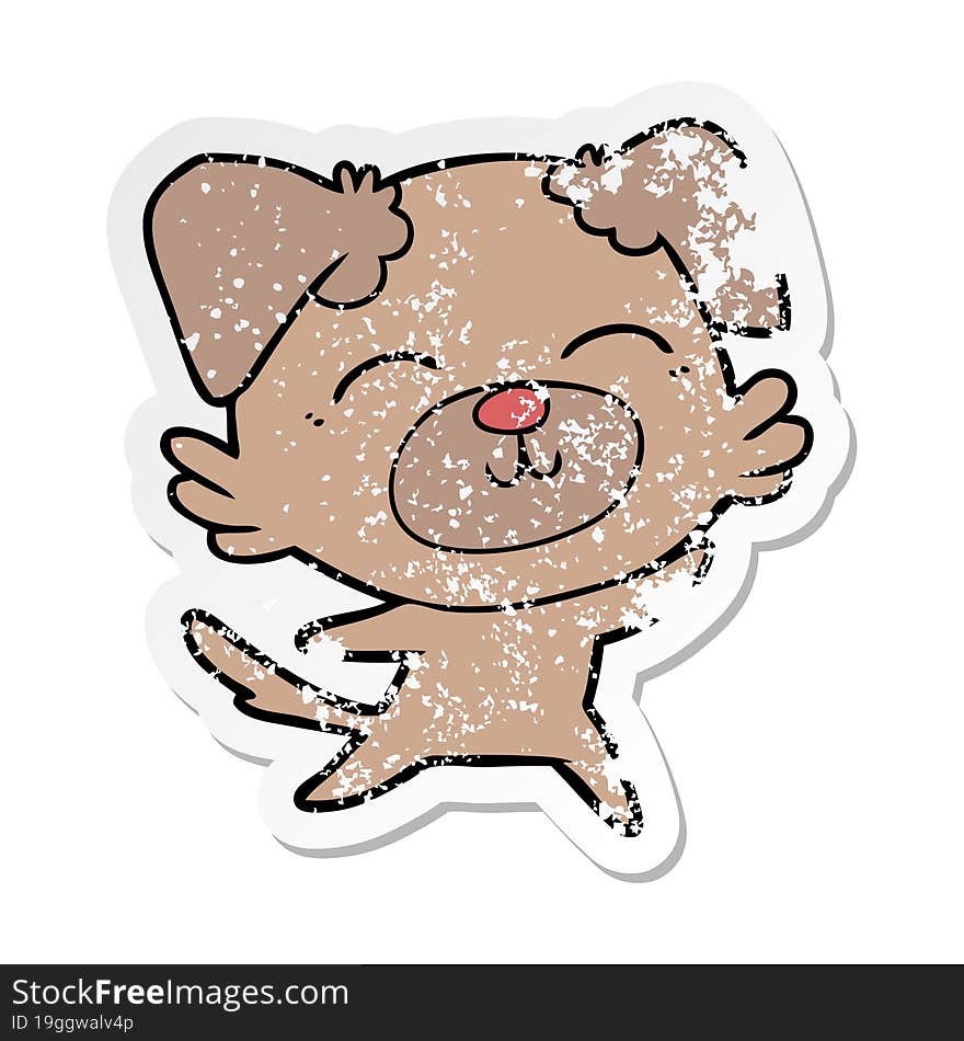 Distressed Sticker Of A Cartoon Dog