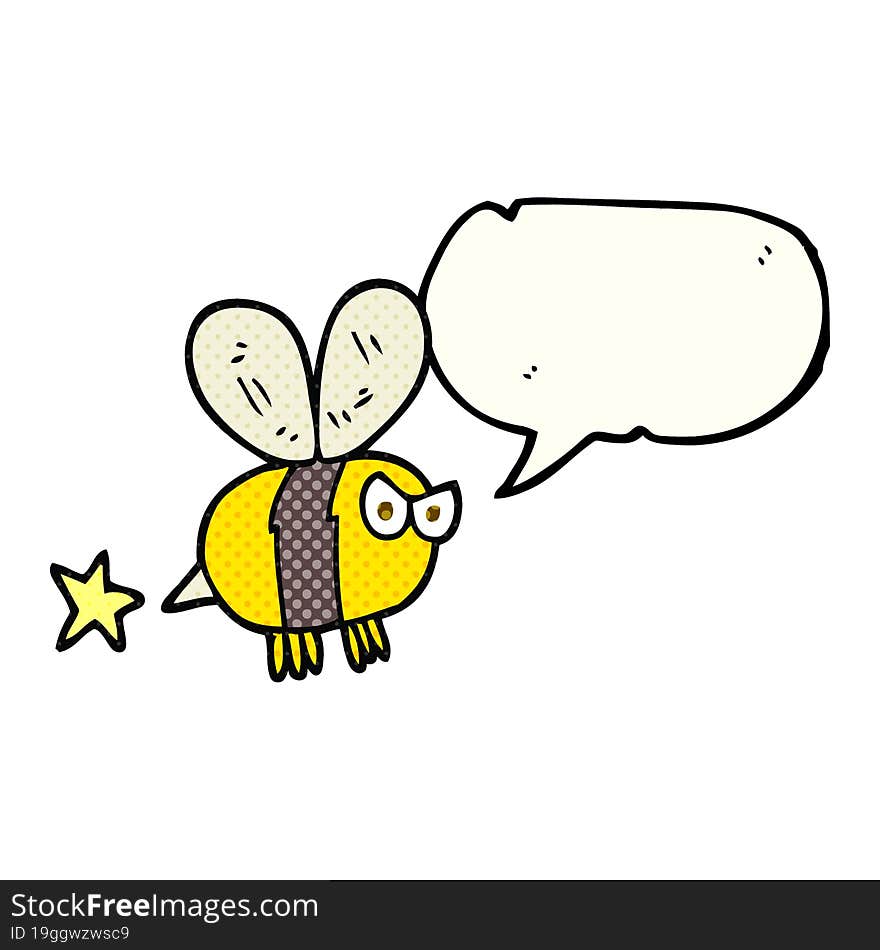 freehand drawn comic book speech bubble cartoon angry bee