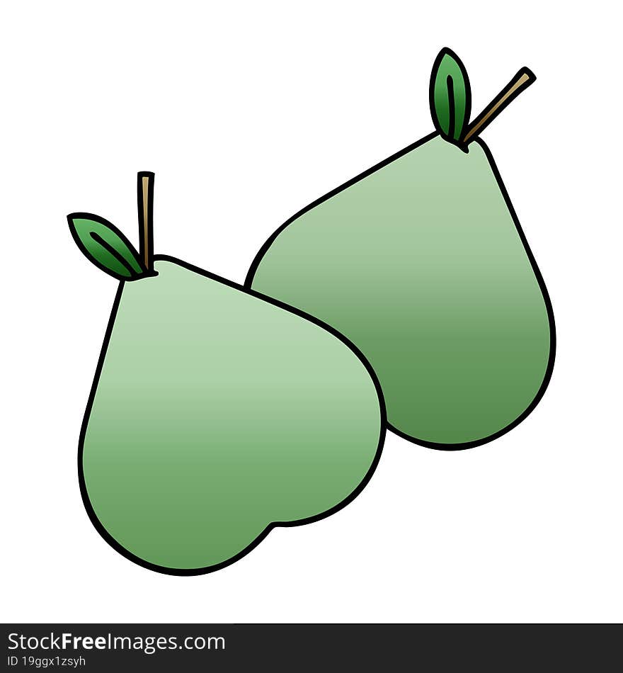 gradient shaded cartoon green pear