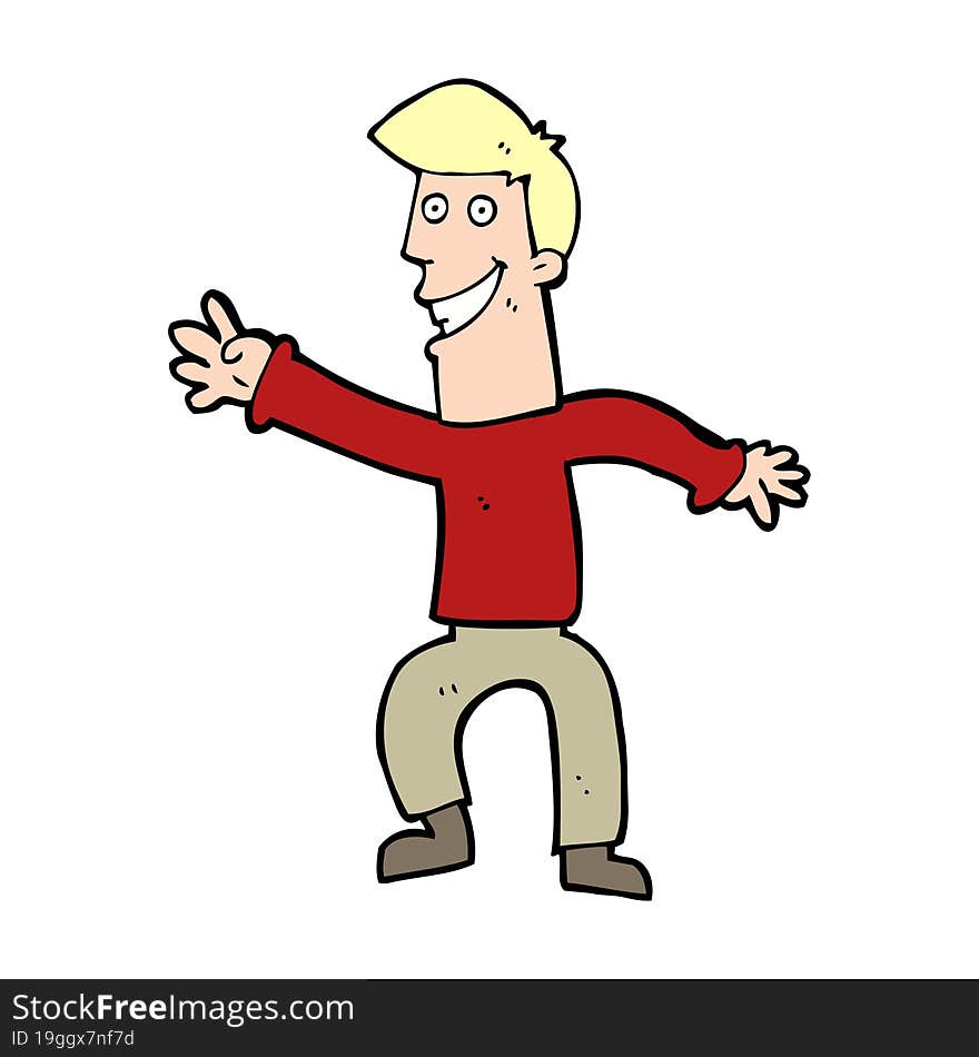 cartoon happy man dancing