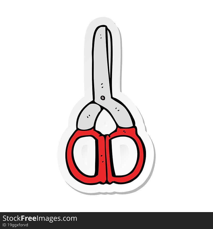 sticker of a cartoon scissors