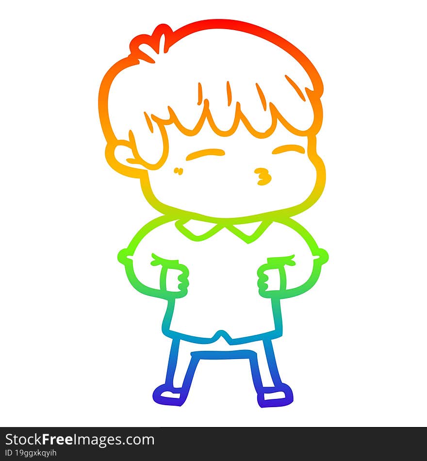 rainbow gradient line drawing cartoon curious boy