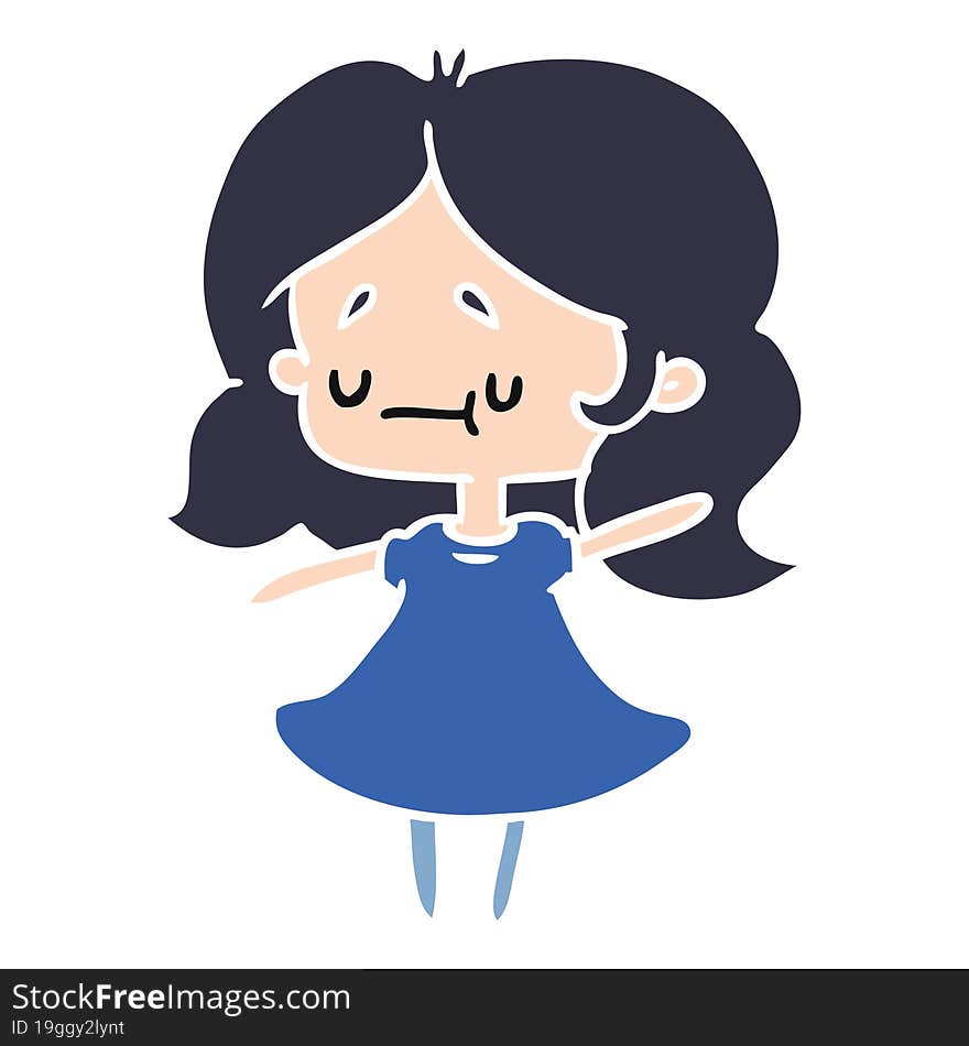 cartoon illustration of a cute kawaii girl. cartoon illustration of a cute kawaii girl