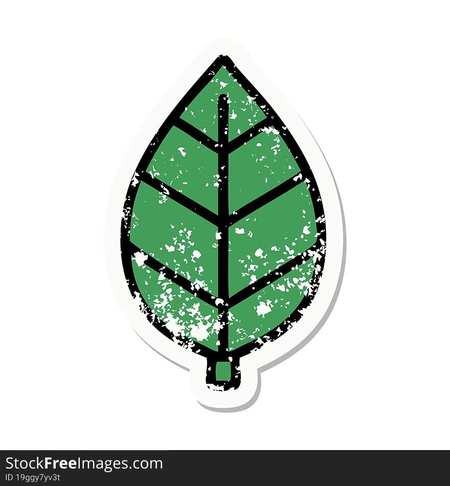 traditional distressed sticker tattoo of a leaf