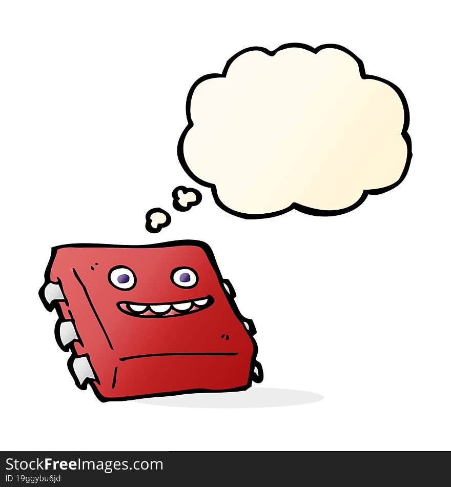 cartoon computer chip with thought bubble