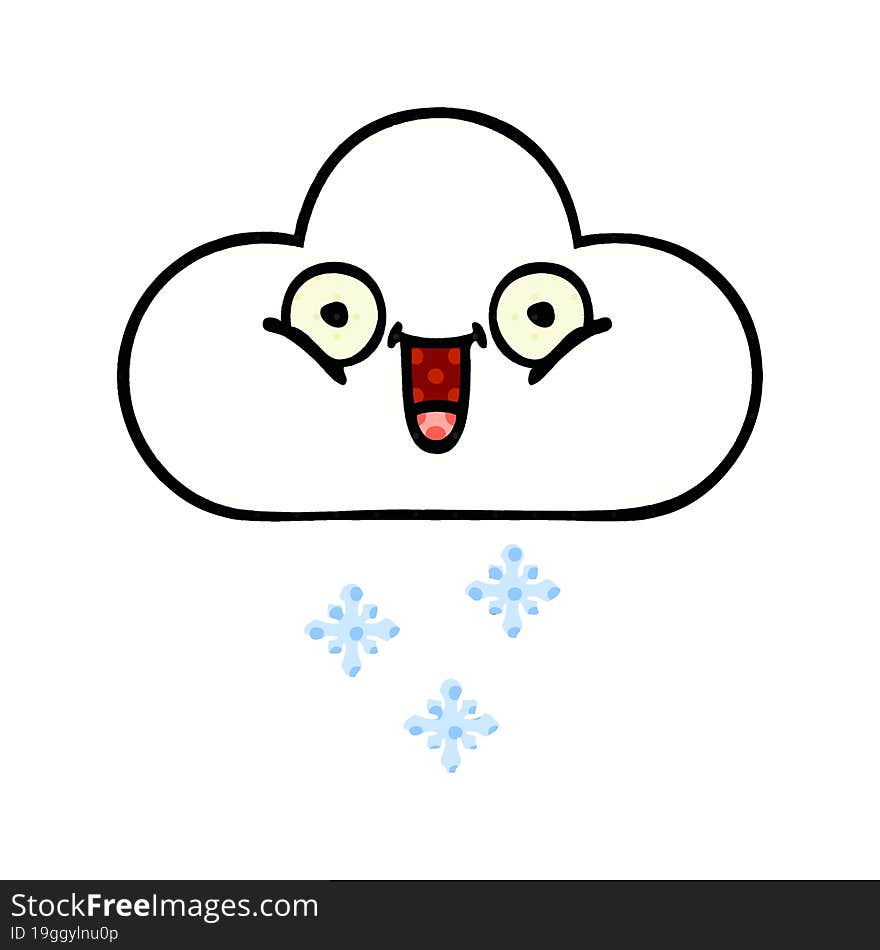 Comic Book Style Cartoon Snow Cloud