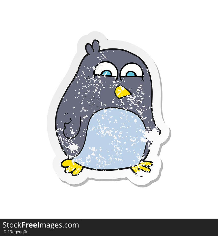 retro distressed sticker of a cartoon penguin