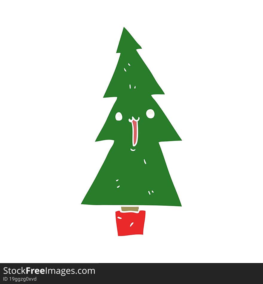 flat color style cartoon christmas tree