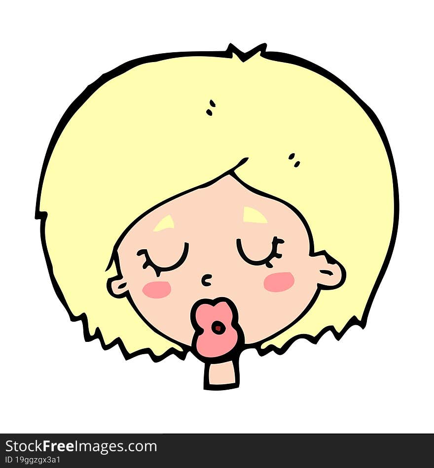 cartoon woman with eyes closed