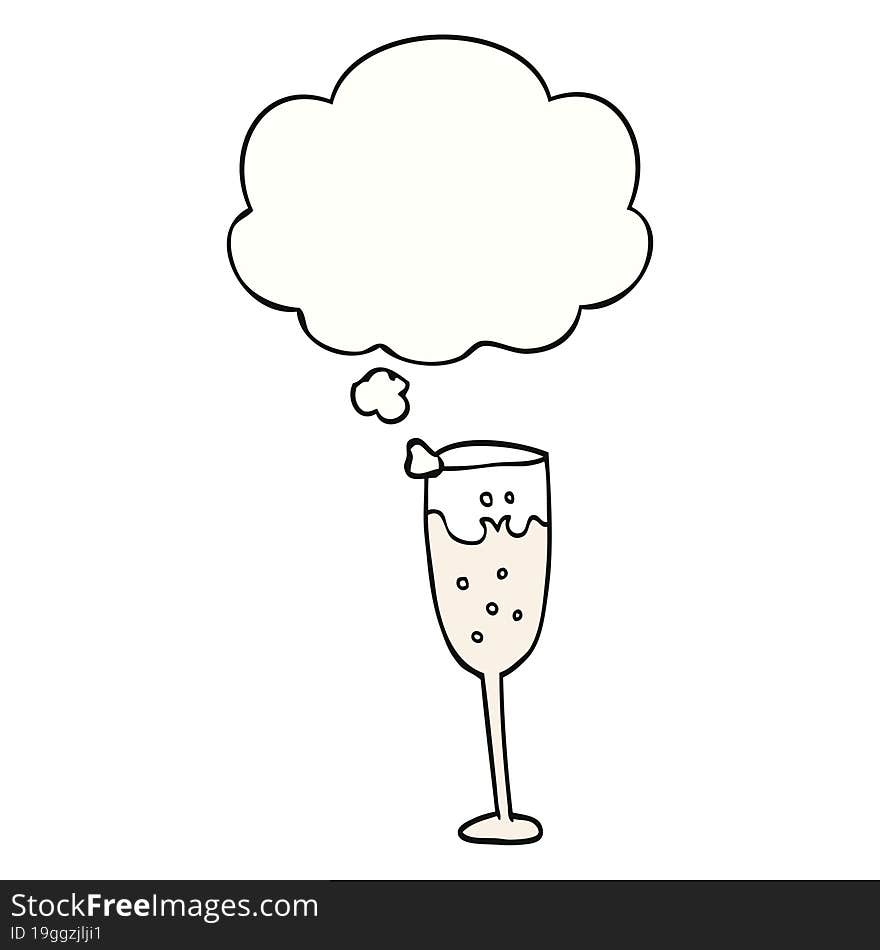 Cartoon Champagne Glass And Thought Bubble