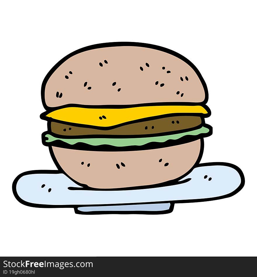 Hand Drawn Doodle Style Cartoon Burger