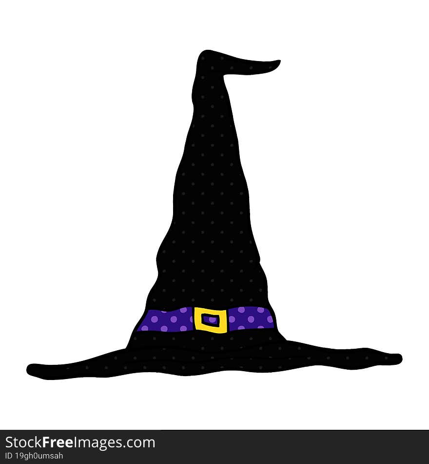 cartoon doodle witch hat