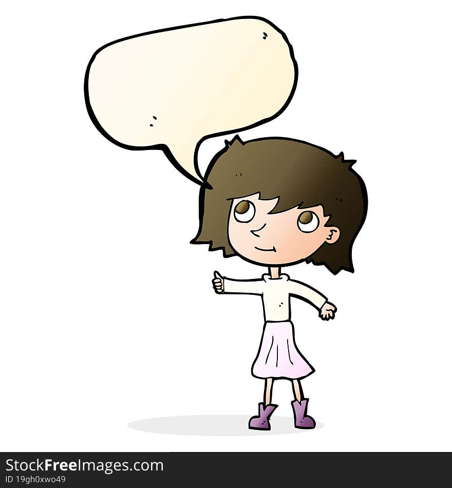 Cartoon Happy Girl With Speech Bubble