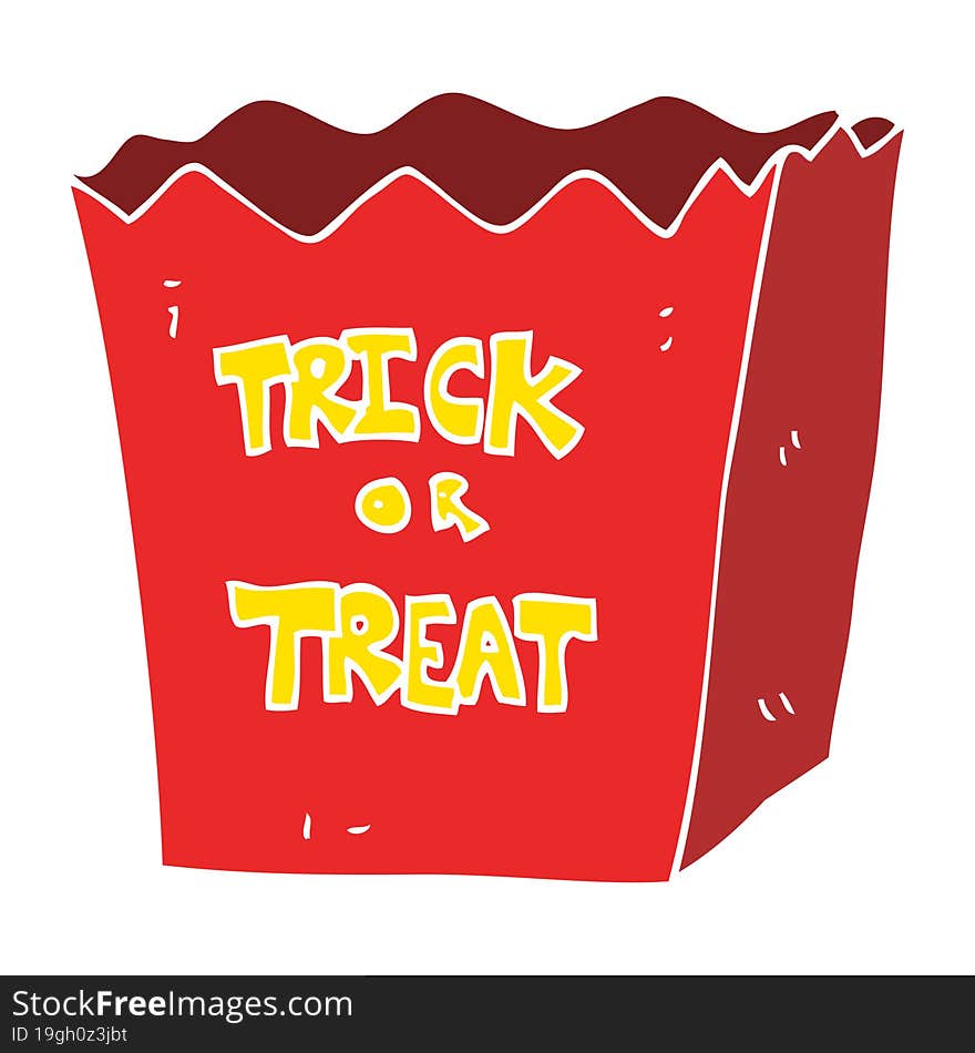 flat color illustration of a cartoon trick or treat bag