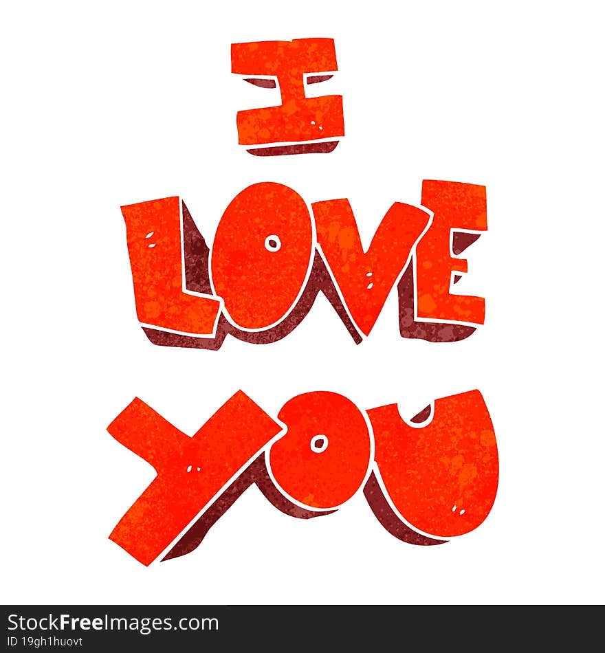 I love you retro cartoon symbol