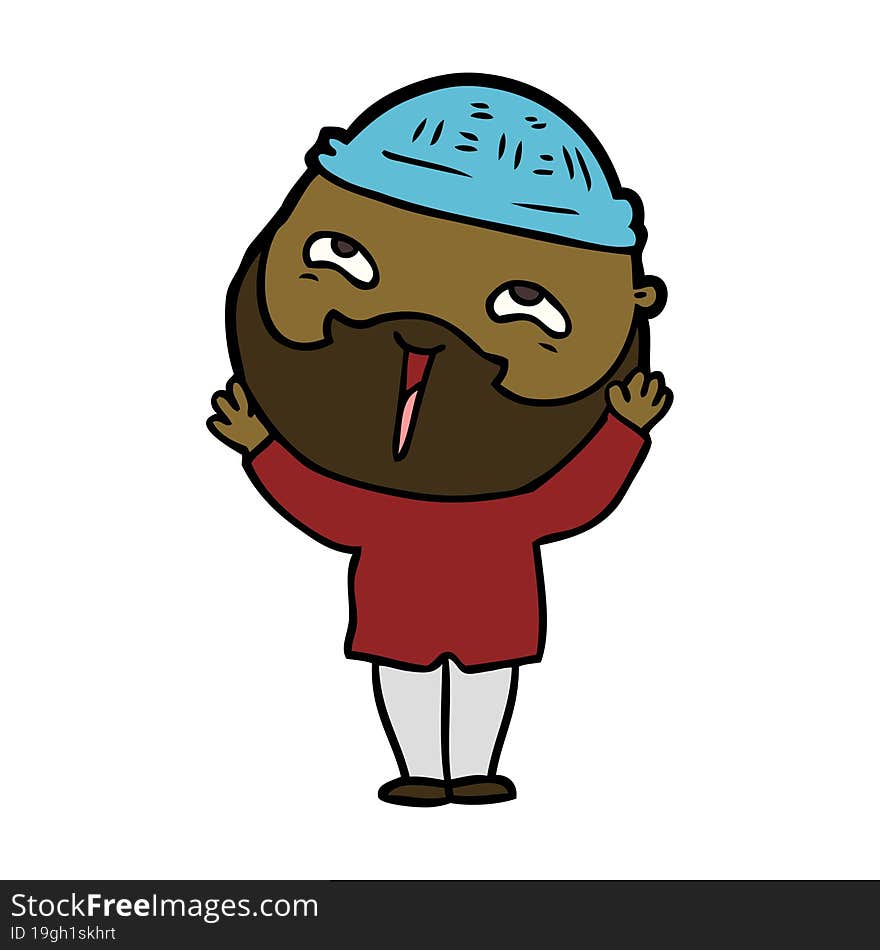 cartoon happy bearded man. cartoon happy bearded man