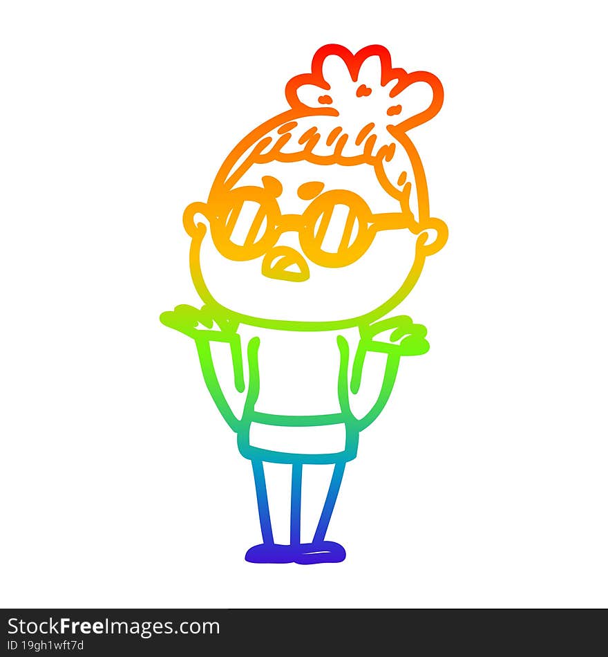 rainbow gradient line drawing cartoon annoyed woman