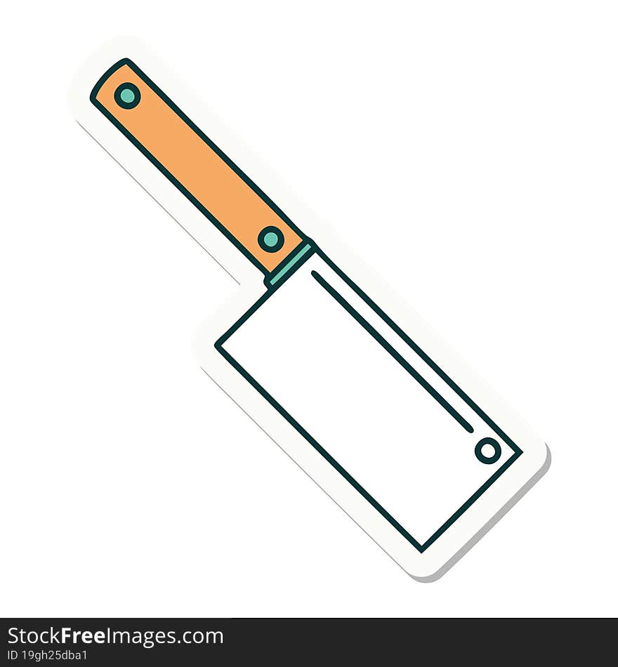 Tattoo Style Sticker Of A Meat Cleaver